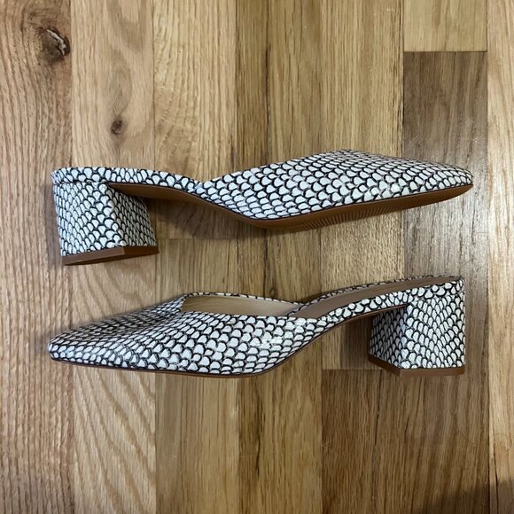 Reformation Block Heeled Mule Snake Print Size 8 - Picture 5 of 6